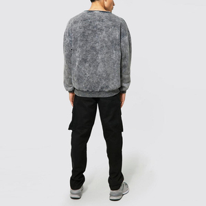 High Street Style <b>Men's</b> 100% Cotton Heavy Duty Acid Wash Sweatshirt Custom Hoodies for Autumn Plain Dyed - Product Image 4