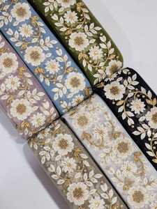 Multicolor Custom Designs Embroidery Flower <b>Lace</b> for Wedding Dress Sequins <b>White</b> Border Modification Available Custom Colors - Product Image 3