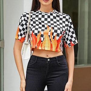Suministro directo de fábrica Nuevo último diseño Cuello redondo Crop Top Transpirable Casual Corto Algodón de alta calidad Bambú - Product Image 4