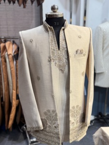 Costume Jodhpuri brodé ouvert pour homme, ensemble Kurta de mariage royal, Sherwani Indo-Occidental, tenue ethnique formelle - Product Image 6