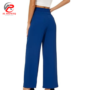 Femmes nouvelle couleur unie élégant décontracté taille haute droite large jambe pantalon pantalon femmes pantalon - Product Image 2