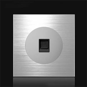 Panneau de commande LED en aluminium gris 86 mm avec prise informatique et finition brossée - Product Image 1
