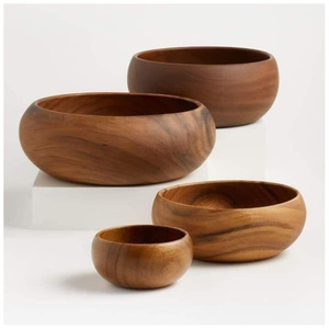 2025 nouvel ensemble de trois bol de couleur naturelle vaisselle bol de service en bois de haute qualité utilisation pour la cuisine et la table en vrac - Product Image 3