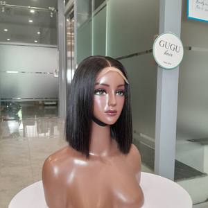 Bob peluca cierre peluca vietnamita virgen recto Color Natural cabello humano transparente Cierre de encaje pelucas para mujeres negras - Product Image 2