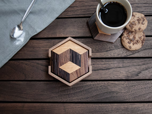 "Ensemble de sous-verres en résine écologique léger avec support, sous-verres décoratifs multi-tailles pour cadeaux d'affaires et usage domestique - Product Image 4