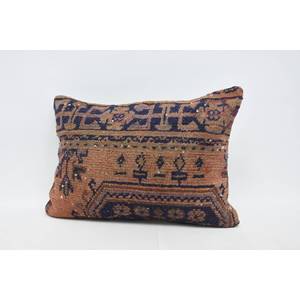 Tapis en laine Kilim marron de style bohème de 20x28 pouces tissé avec un motif vintage comprenant un oreiller Kilim en laine de style bohème - Product Image 4