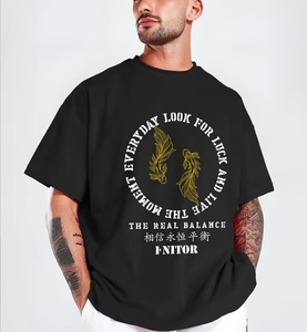 เสื้อยืดผู้ชายทรงโอเวอร์ไซส์ ไหล่ตก คุณภาพพรีเมียม ป้ายโลโก้สั่งทำได้ มีหลายสีให้เลือก ผ้าฝ้าย 100% หนา 240 GSM - Product Image 2