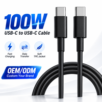 Cable de 100W 20V 5A con revestimiento de TPE, tacto suave, carga rápida, transferencia de datos USB 2.0, certificado CE/FCC/RoHS, OEM ODM, 1m de longitud, blanco, personalizado
