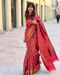 HERMOSO RICO PALLU Y JACQUARD TRABAJO EN TODA LA EXCLUSIVA FRONTERA DE JACQUARD DE SAREE By Fashionharbour - Product Image 1