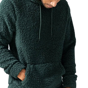 Tissu uni teint et à séchage rapide fait à manches longues hommes 100% Original Sherpa polaire tissu fait à capuche à vendre - Product Image 5