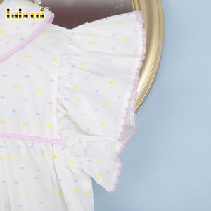 Conjunto de Romper con Estampado de Puntos en Colores Pastel para Bebés Niñas, Temporada de Primavera, 100% Algodón Orgánico, Certificado OEKO-TEX, No Tóxico, OEM ODM - Product Image 5