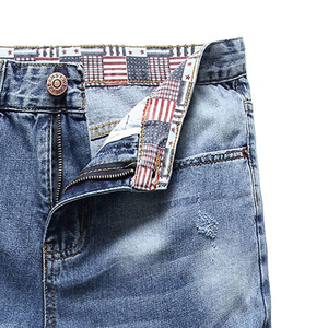 Shorts en jean pour homme, mode été, 100% coton, vintage, lavés, fermeture éclair, coupe droite, style streetwear, séchage rapide - Product Image 4