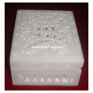 Joyero de tallado de forma Rectangular de mármol blanco de diseño único para acabado fino pulido nuevo producto decoración del hogar - Product Image 1