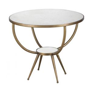 Mesa auxiliar de metal con acabado dorado de estilo moderno con parte superior redondeada, muebles de decoración para el hogar de gran venta para sala de estar - Product Image 1