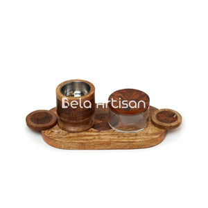 Bela Artisan Plateau en bois fait à la main et brûleur Mubkhar pour achat en gros Remises sur grande quantité pour le Ramadan - Product Image 3