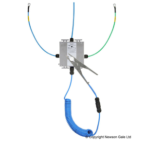 Stainless steel grounding monitoring system with grounding clamp 240 mm, mains powered, 10 m cable, ATEX - Product Image 1