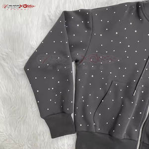 Survêtement pour femmes avec strass, capuche, léger, respirant, polyester/coton, coupe régulière, finition brillante, éléments décoratifs - Product Image 3