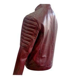 Chaqueta de Cuero Clásica Entallada para Hombre, de Alta Calidad, 100% Cuero Genuino, Delgada, con Cuello Alto, para Invierno - Product Image 3
