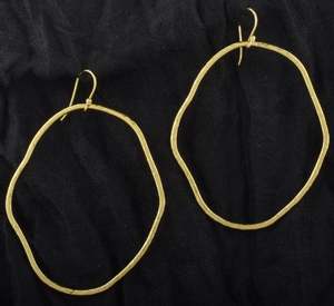 ต่างหูทองเหลืองทำด้วยมือสำหรับผู้หญิงต่างหูห่วงทองเหลืองน้ำหนักเบาต่างหูระย้าสไตล์วินเทจ - Product Image 2