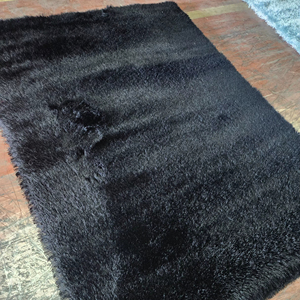 Super Soft Woven Polyester Shaggy Plush Area <b>Rugs</b> High Pile Indoor Modern Living Room Bedroom Kids Home Decor <b>Black</b> - Product Image 1