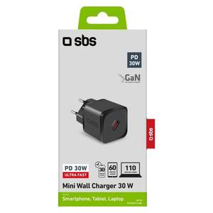 Cargador de Pared USB Tipo-C MINI de 30W con GaN Power Delivery TETRGAN1C30W Negro, Adaptador de Carga - Product Image 2