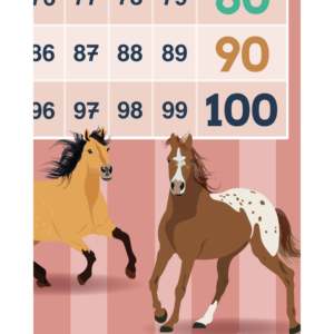 Affiche murale moderne avec numéros de 1 à 100, design cheval, 61 x 91,5 cm - Product Image 1