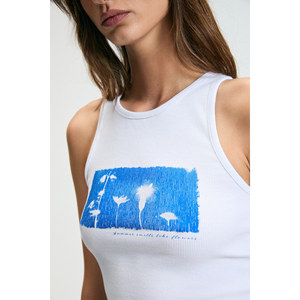 ETHIQUET WIKENDS Camiseta sin mangas con cuello redondo y tiras gruesas en la parte delantera con detalle estampado para mujer - Product Image 5