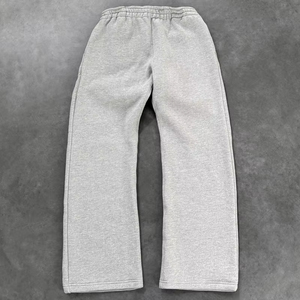 Pantalon de jogging ample et large en molleton gris 340 GSM pour homme, style streetwear, avec logo imprimé - Product Image 1