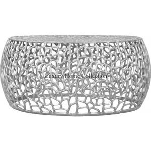 Mesa auxiliar de Metal con diseño de pinchazos, aluminio fundido, Color plateado, pulido brillante, niquelado, accesorios para muebles de sala de estar - Product Image 1