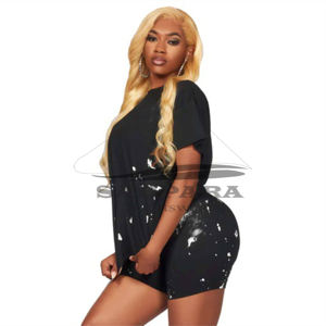 <b>Women's</b> Fashionable Cotton Summer Outfit Solid Pattern T Shirt and <b>Shorts</b> Custom Style Casual Blank <b>Biker</b> Two-Piece Set - Product Image 4