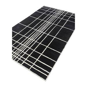 Contour Grey & Black <b>Hand</b> <b>Tufted</b> Wool & Viscose <b>Rug</b> Geometric Design for Teenagers Kids Home Use-TNQ-1536 - Product Image 2
