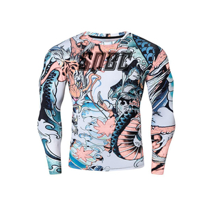 Tissu doux Logo personnalisé Chemise de surf à manches longues Sportswear Polyester Adultes Unisex Rash Guard Shirt Chemise noire Rashguard pour hommes - Product Image 5