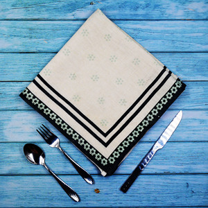 Taille personnalisée à pois fantaisie bordures imprimé bio lin serviettes en tissu fait à la main mariage dîner fête vaisselle de l'inde - Product Image 2