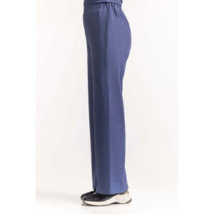Pantalon large côtelé taille haute coupe droite respirant WM-TRKN-WS24-102, coupe évasée, taille élastique, teint uni, effet froissé - Product Image 2