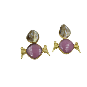 เครื่องประดับที่มีดีไซน์ทันสมัยต่างหูเม็ดเดี่ยวทำจากทองเหลืองชุบทองสำหรับผู้หญิงและเด็กผู้หญิง - Product Image 6