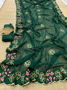 Meilleure qualité Festival Wear couleur incroyable vente chaude Zomato Saree avec chemisier avec broderie travail indien exportateur et fournisseur - Product Image 6