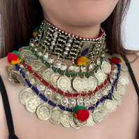 Service OEM/ODM, bijoux de mariage personnalisés, ensembles de bijoux vintage afghans Kuchi, collier, boucles d'oreilles et bijoux Tikka tendance pour femmes