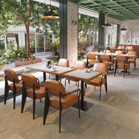 Ensemble de tables et chaises de restaurant modernes, fauteuils rembourrés avec pieds en métal pour café, bistrot, salon de thé, mobilier commercial