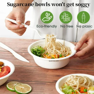 Tazones de sopa de pulpa de bagazo de caña de azúcar de 7 oz 8 oz modernos blancos desechables ecológicos de alta calidad económicos para fiestas - Product Image 5