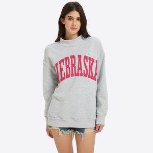 Sweat-shirt à col montant décontracté pour femme en tissu polaire uni 100% coton léger à séchage rapide respirant coupe-vent - Product Image 1