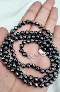 Collar de cuentas facetadas de moissanita negra personalizable de 8mm, grado AAA, excelente corte, estilo Hip Hop, joyería personalizada - Product Image 5