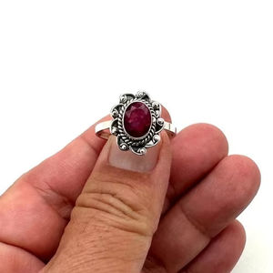 Anillo de piedras preciosas de rubí de estilo bohemio de Plata de Ley 925 para mujer, chapado en rodio regalo de boda, joyería hecha a mano de moda - Product Image 1