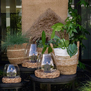 <b>Kitchen</b> <b>accessories</b> woven cup holder glassware water hyacinth tumbler carrier Christmas decor - Product Image 5