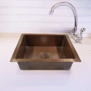 Évier de cuisine en cuivre martelé rectangulaire, fait à la main, en cuivre antique, évier de cuisine en cuivre en gros, évier à cuve unique. - Product Image 6