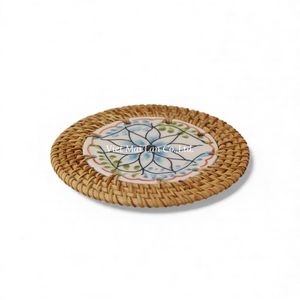 Sous-verre en rotin naturel de style bohème, fait main et écologique, fabriqué au Vietnam à partir de fibres durables, pour la table à manger à la maison - Product Image 1