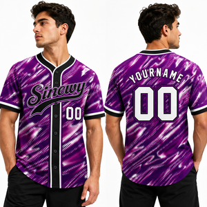 Camiseta de Béisbol para Hombre, Color Morado, Sublimada, Manga Corta, Absorbe la Humedad, Corte Regular, para Todas las Temporadas - Product Image 6