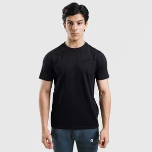 เสื้อยืดคอตตอน 100% รุ่น Front Signature สีดำ ผ้าเจอร์ซีย์ 280 กรัม พร้อมโลโก้ปัก ลายสกรีน และเสื้อยืดพิมพ์ลายซิลค์สกรีน - Product Image 1