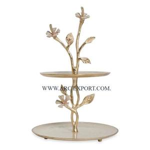 Último diseño de aluminio de 2 niveles para servir pasteles y postres, mesa de boda, soporte decorativo de latón para exhibición de pasteles, soporte para cupcakes - Product Image 6