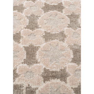Tapis Khidki beige brun noué à la main en laine et soie de bambou, motif géométrique, épaisseur 10 mm, pour salle de prière, couloir, chambre - Modèle (13021) - Product Image 3