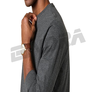 <b>Mens</b> Slim Fit Long Sleeve T <b>Shirt</b> Charcoal Grey Soft Cotton Crew Neck <b>Stretch</b> Fabric Casual Stylish Lightweight Daily Wear Top - Product Image 5